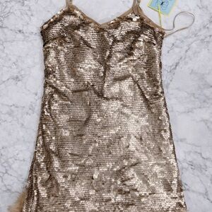 CeCe Gold Sequin Mini Dress